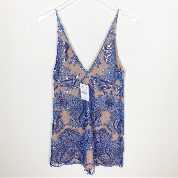 Free People Night Shimmers Blue Mini Dress - Picture 4 of 5